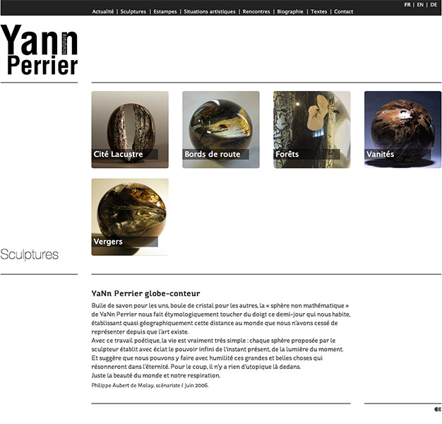 Création du site internet du sculpteur sur bois Yann Perrier - Les sculptures