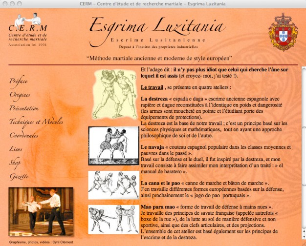 Site d'escrime lusitanienne (réalisé en 2004)