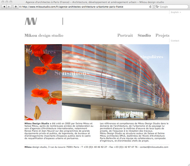 Création d'un site internet d'architectes - Le studio