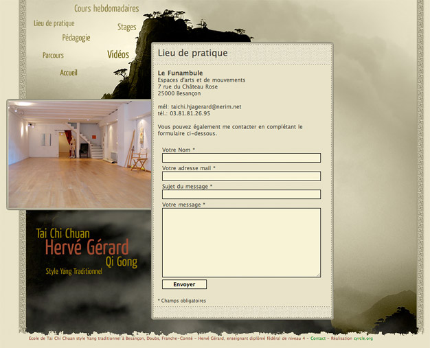 Formulaire de contact du site internet de Taï Chi Chuan